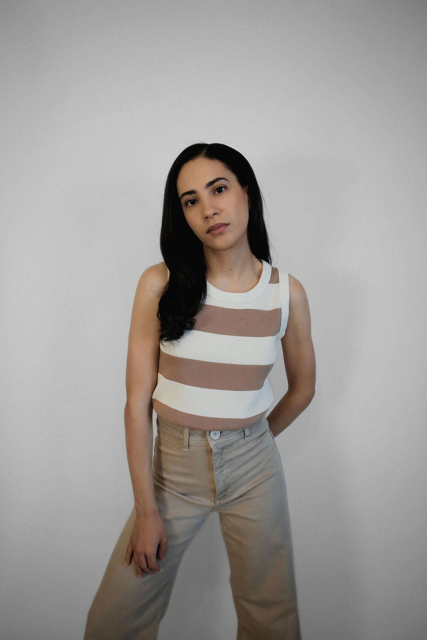 STRIPED RIBBED TANK TOP