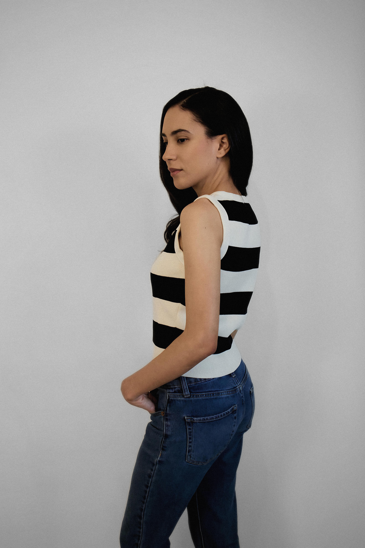 STRIPED RIBBED TANK TOP