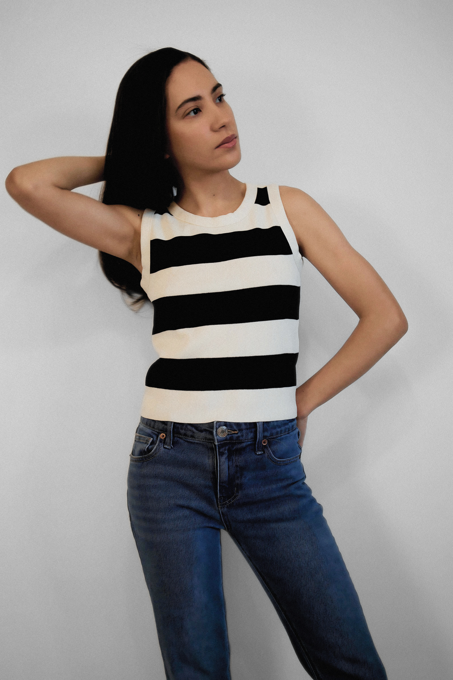 STRIPED RIBBED TANK TOP